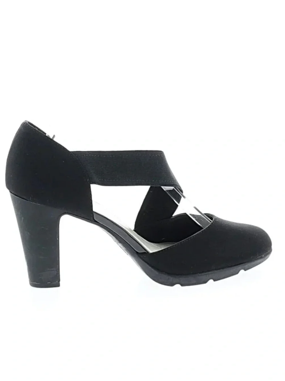 Anne Klein Black Elastic-Strap Block Heel Pumps